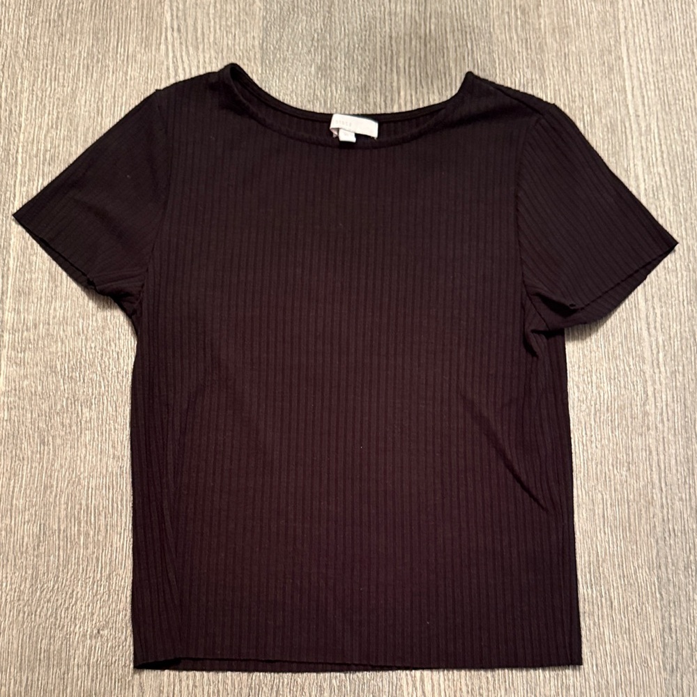 GB girls Black Ribbed Short Sleeve Tee